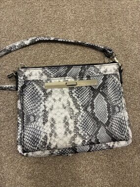 Enzo Angiolini Faux Snakeskin Crossbody Bag in Gray and White